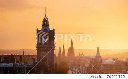 Edinburgh city skyline from Calton Hill., United Kingdom Edinburgh city skyline from Calton Hill., United Kingdom 70695596