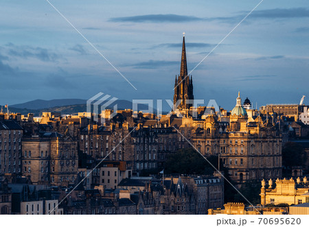 Edinburgh city skyline from Calton Hill., United Kingdom 70695620