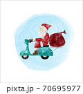 Santa Claus ride a scooter in watercolor style on white background. Vector illustration. 70695977