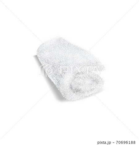 White rolled towel on white background. 3d realistic spa cotton towel for hotel bathroom hygiene or sauna. One white rolled folded fluffy terry towel. Vector Illustration 70696188