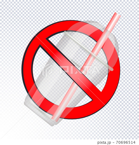 No plastic cup and straws forbidden sign. Stop using plastic drink glass and plastic straws. Save the world concept. 3d vector modern round sticker No plastic cup and straws forbidden sign. Stop using plastic drink glass and plastic straws. Save the world concept. 3d vector modern round sticker 70696514