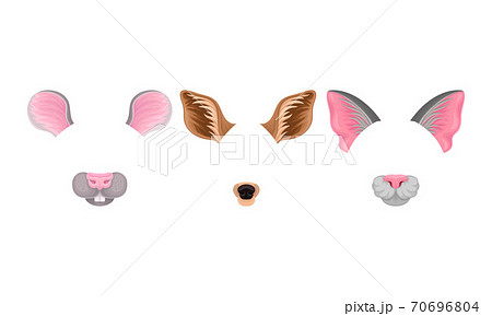 Animal Snouts and Ears for Selfie Application Vector Set 70696804