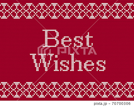 Merry Christmas. Fairisle Design Knitting Pattern. Scandinavian style greeting card. Christmas greeting card banner poster. Knitted imitation. Winter Holiday Sweater Design. Vector Illustration. 70700306