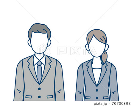 男性と女性 スーツ姿 顔なし バストアップのイラスト素材