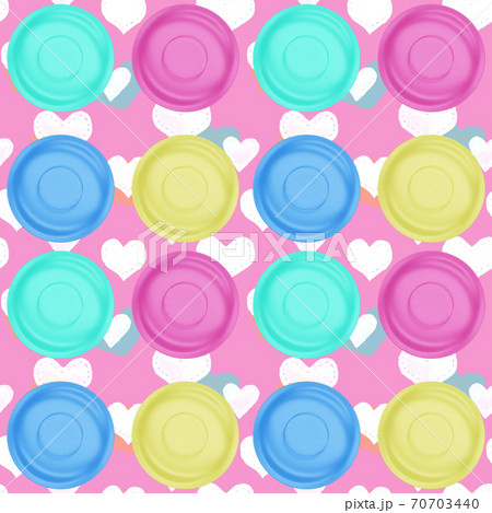 colored dinner plates on a beautiful tablecloth, seamless pattern, set the table for the holiday, view from above. 3d render colored dinner plates on a beautiful tablecloth, seamless pattern, set the table for the holiday, view from above. 3d render 70703440