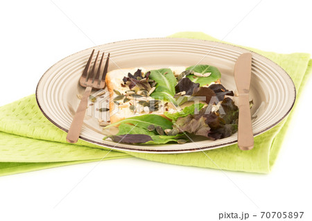 Sandwich with butter and seeds 70705897