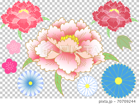 牡丹柄のパーツのイラスト素材