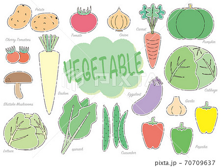 可愛い野菜のセットのイラスト素材