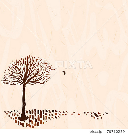 冬の樹の背景 カフェのイメージイラスト のイラスト素材