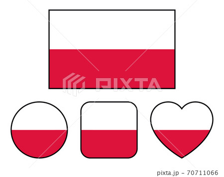ポーランド国旗のバリエーションセット（縁線あり）