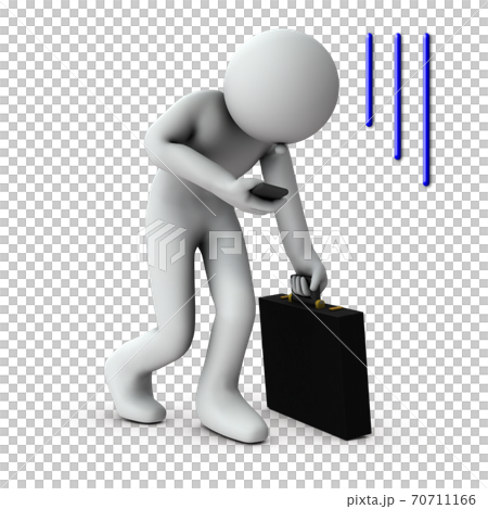 A businessman who is disappointed by an unexpected slapstick. 3D rendering. 70711166