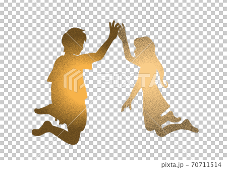 手を合わせて向かい合う男女のイラスト素材