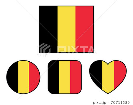 ベルギー国旗のバリエーションセット 縁線あり のイラスト素材