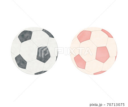 やさしい水彩カラーのサッカーボールのイラスト素材