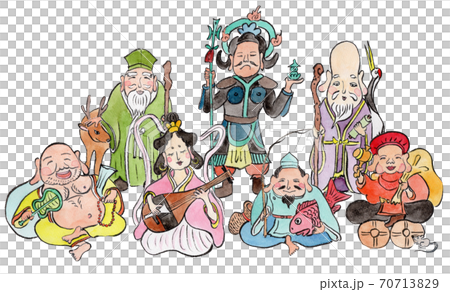 七福神の手描き水彩イラスト 70713829