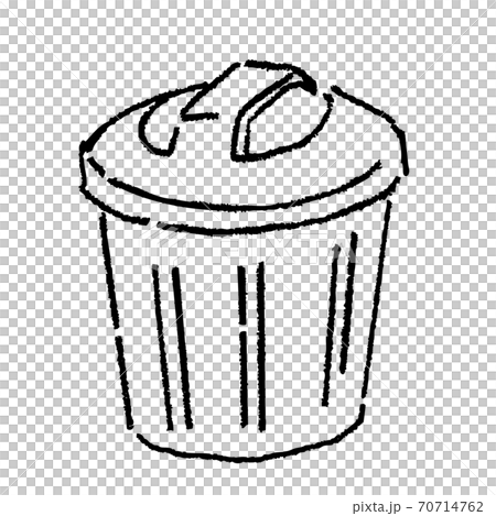 丸型の蓋付きゴミ箱　線画 70714762