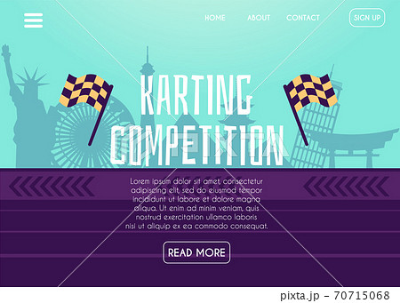 Racing competition landing page for website, flat cartoon vector illustration 70715068
