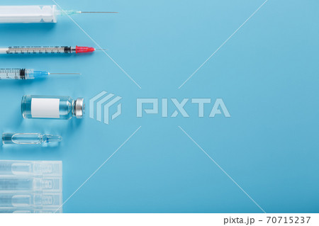 A set of medicines in ampoules and syringes for the treatment of viruses, vaccination and diseases. 70715237