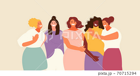 Hugging laughing female friends vector 70715294