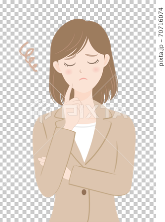 スーツ姿の女性　考える　悩む 70716074