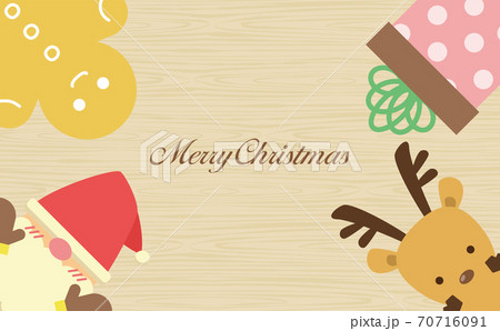 年中行事　クリスマス　サンタクロース　木目背景 70716091