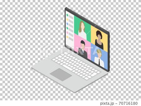 Web会議・リモートワーク・テレワークのイラスト素材 70716180