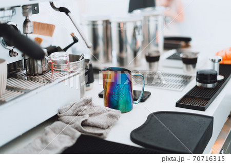 Pitcher coffee On the table near the coffee machine Pitcher coffee On the table near the coffee machine 70716315