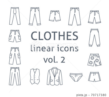 Men clothes simple flat line vector icons Men clothes simple flat line vector icons 70717380