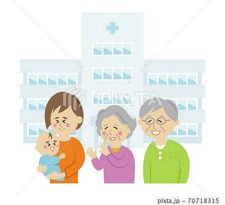 出産と病院のイラストイメージ 出産と病院のイラストイメージ 70718315