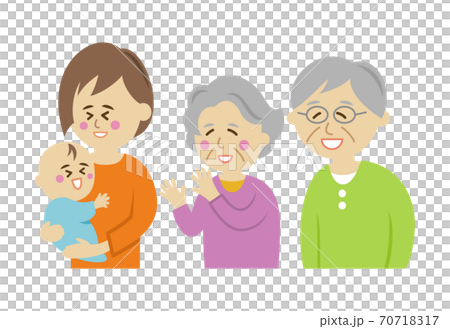 孫の誕生が嬉しいシニアのイラストイメージのイラスト素材