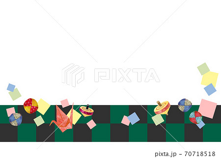 昔遊びの玩具　市松模様背景 70718518