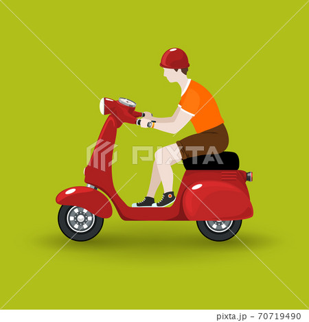 Young guy rides a scooter Young guy rides a scooter 70719490