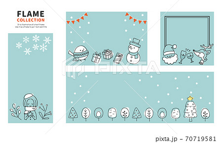 クリスマス 冬 フレーム セット 線画 クリスマス 冬 フレーム セット 線画 70719581