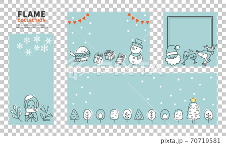 聖誕冬季框架設置線條圖 70719581