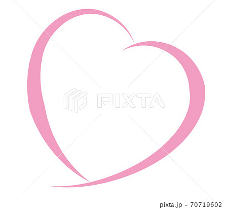 二つの円弧で作られたハートの線画イラストのイラスト素材