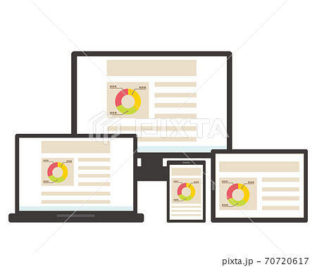 パソコンのベクターイラスト スマホ タブレット ノートパソコンのイラスト素材