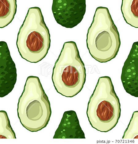 Seamless Pattern With Avocado Halves In A Row のイラスト素材