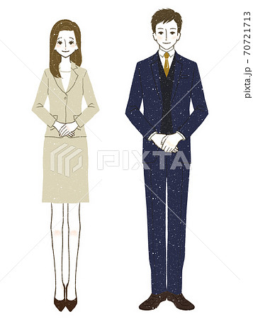 笑顔のスーツ姿の男女のイラスト素材 笑顔のスーツ姿の男女のイラスト素材