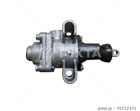 Tap brake system of a tractor on an isolated white background. New spare parts. 70722372