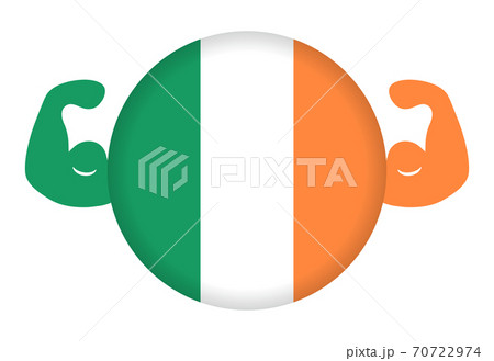 강한 아일랜드의 이미지 일러스트 (원형 아일랜드 국기와 알통) - 스톡일러스트 [70722974] - Pixta