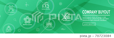Companies merging together, one buying out the other - icon set 70723084