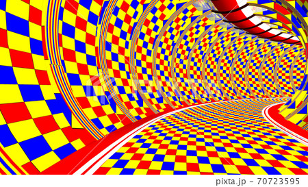 Driving along a bright futuristic corridor. 3D rendering Driving along a bright futuristic corridor. 3D rendering 70723595