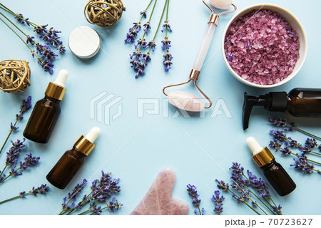 Natural organic SPA cosmetic with lavender. Natural organic SPA cosmetic with lavender. 70723627