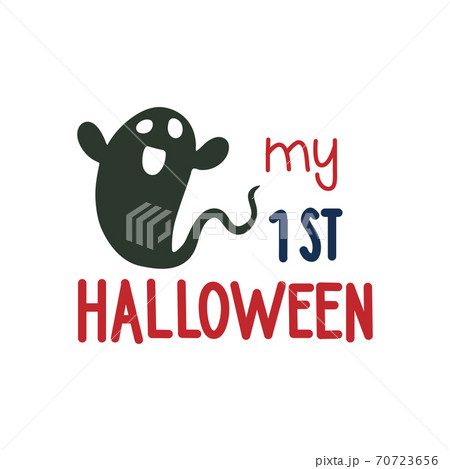 My first Halloween. Hand drawn vector illustration. Autumn color poster. Good for scrap booking, posters, greeting cards, banners, textiles, gifts, shirts, mugs or other gifts. 70723656