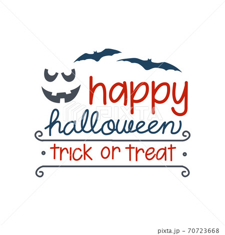 Happy halloween. Vector halloween emblem with horror pumpkins and bats 70723668