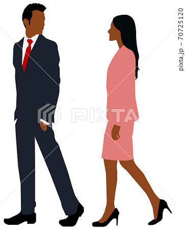 人物全身シルエット 黒人 ベクターイラスト 日常生活 シチュエーション 会社員 上司と部下のイラスト素材
