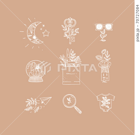 Hand made floral icons nature peach Hand made floral icons nature peach 70727084