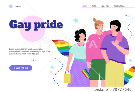 Gay Pride Web Banner Mockup With Lgbt Couple のイラスト素材