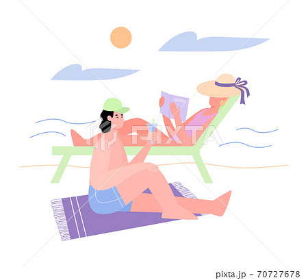 Couple together on sea vacation for bonding relationship a vector illustration 70727678