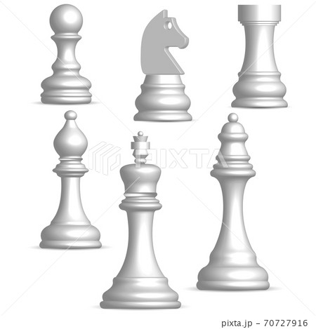 3d Glossy Chess Figures Vector Illustration のイラスト素材